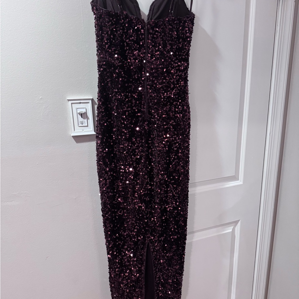 Brown velvet sequin gown